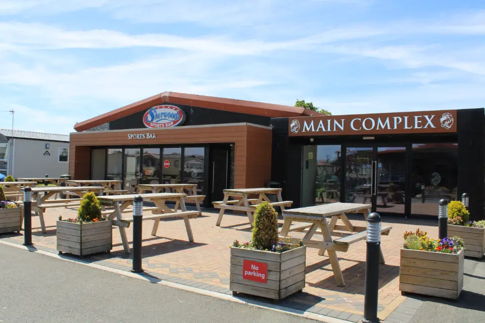 Image outside the Oakfield Holiday Park main complex